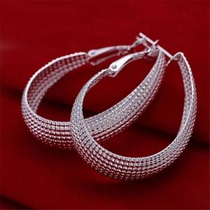 women lady gift lovely silver color Hoop Earrings